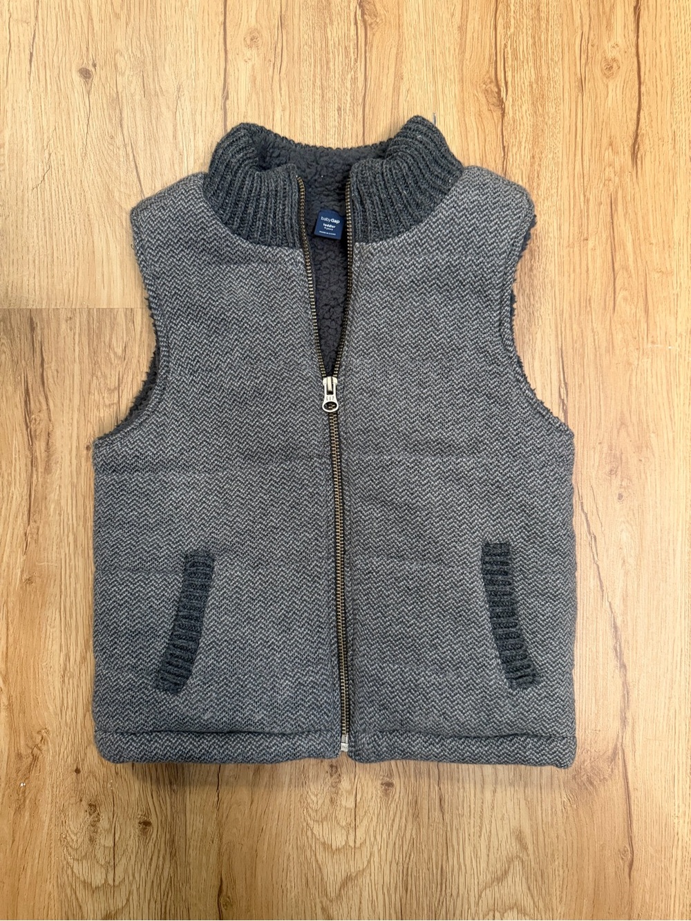 GAP Boys Gray Knit Zip-Up Vest